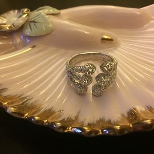 Judith Ripka Sterling Silver and CZ Hearts Ring